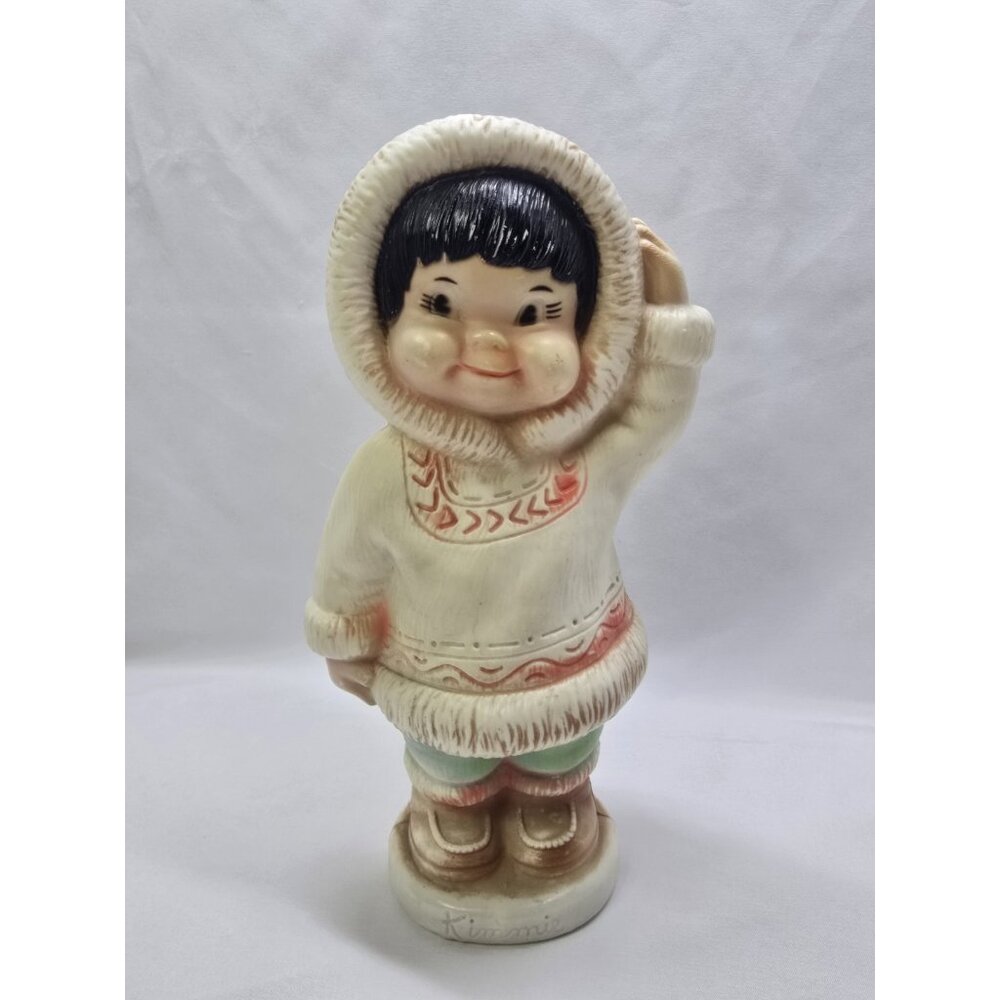 Vintage Blow Mold Plastic Kimmie The Eskimo Bank By Regal Canada 1960s- READ